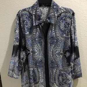 Notation Woman Blue printed blouse